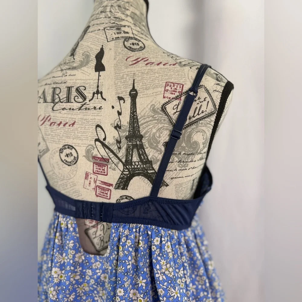Liberty of London for Target Blue&Pink Floral Babydoll Top Lace detail size XL - Picture 10 of 15